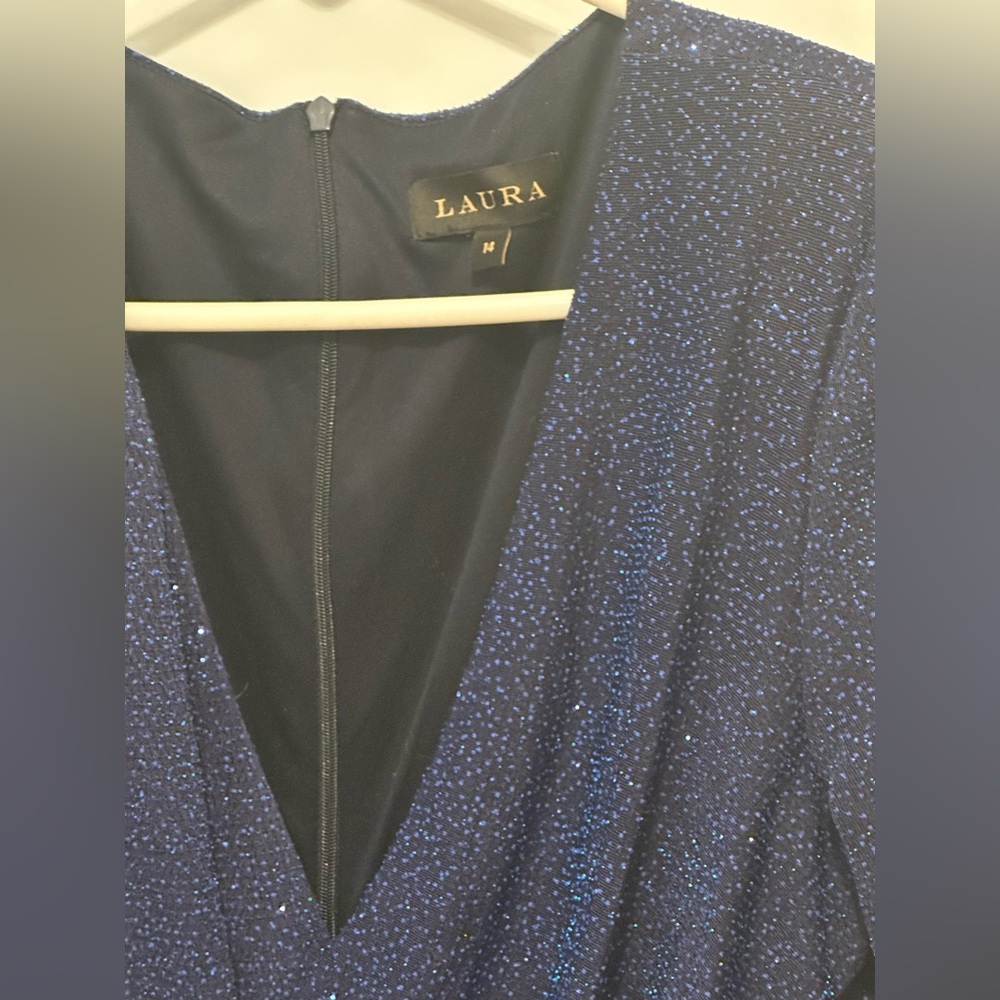 Navy blue Glitter Wrap Dress - Picture 11 of 14